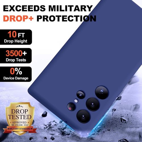 Samsung Galaxy S24, S24 Plus, S24 Ultra Case- Silicone Full Cover Protective Case with Soft Microfiber Lining Support Wireless Charging-Blue