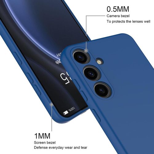 Samsung Galaxy S24, S24 Plus, S24 Ultra Case- Silicone Full Cover Protective Case with Soft Microfiber Lining Support Wireless Charging-Blue