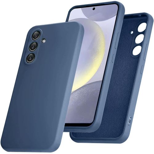 Samsung Galaxy S24, S24 Plus, S24 Ultra Case- Silicone Full Cover Protective Case with Soft Microfiber Lining Support Wireless Charging-Blue