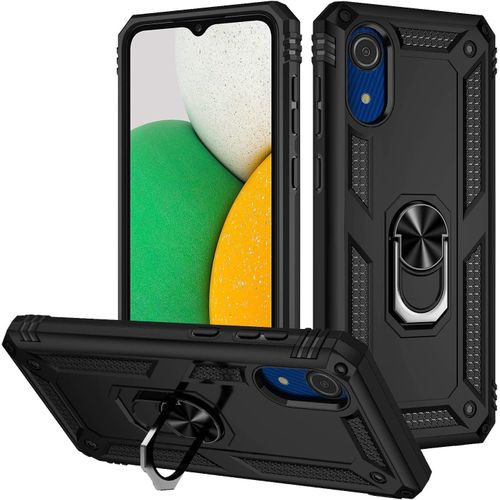 Samsung Galaxy A03, A03s, A03 Core, A04, A04s, A04 Core Case, Military Grade Tough Heavy Armored Protective Phone Case With Magnetic Metal Ring Kickstand Slim Shockproof Duty Armor Cover Case-Black