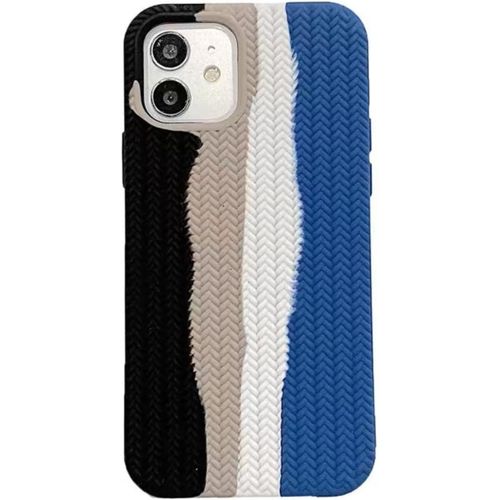 iPhone 15 14 13 12 11 Pro Max Liquid Soft Silicone Rainbow Phone Case-Black ,Blue