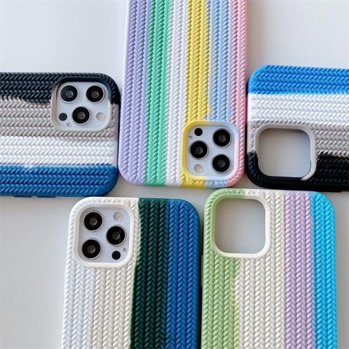 iPhone 15 14 13 12 11 Pro Max Liquid Soft Silicone Rainbow Phone Case-Black ,Blue