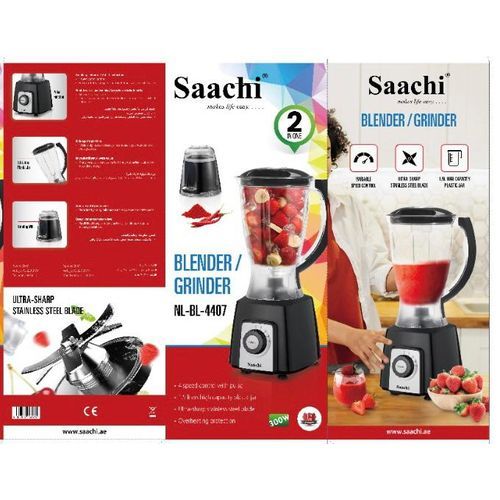 Saachi 2 In1 Double Jar Blendforce Blender, 1.5 Litres - Black(1 YR WRTY)