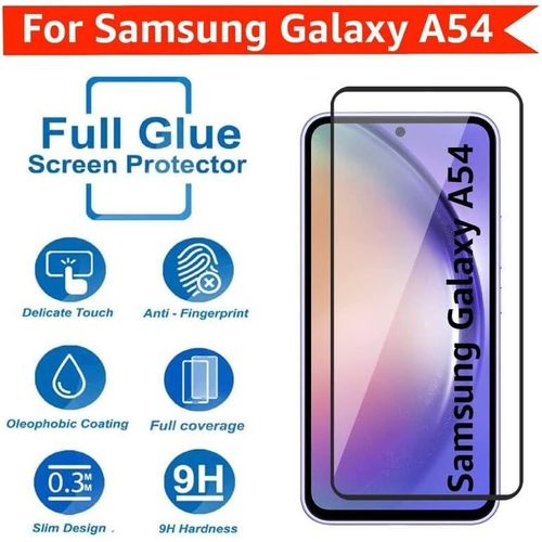Samsung Galaxy A50 A51 A52 A53 A54 5G Tempered Glass Screen Protector Full Glue Edge To Edge Screen Glass Anti-shatter 9H Hardness Scratch Proof-Black