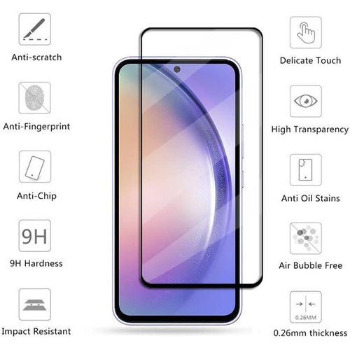 Samsung Galaxy A50 A51 A52 A53 A54 5G Tempered Glass Screen Protector Full Glue Edge To Edge Screen Glass Anti-shatter 9H Hardness Scratch Proof-Black