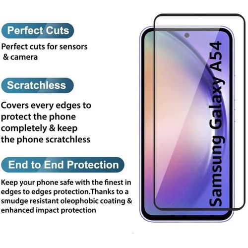 Samsung Galaxy A50 A51 A52 A53 A54 5G Tempered Glass Screen Protector Full Glue Edge To Edge Screen Glass Anti-shatter 9H Hardness Scratch Proof-Black