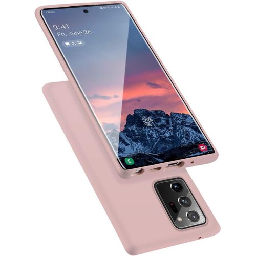 Samsung Galaxy Note 20, Note 20 Ultra Case, Liquid Silicone Gel Rubber Shockproof Case Soft Microfiber Cloth Lining Cushion-Pink