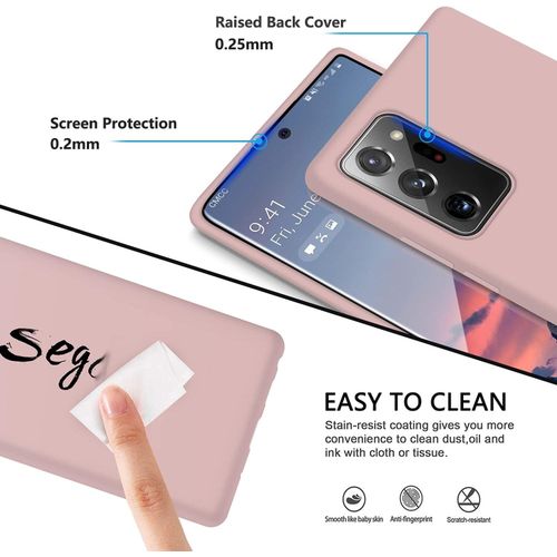 Samsung Galaxy Note 20, Note 20 Ultra Case, Liquid Silicone Gel Rubber Shockproof Case Soft Microfiber Cloth Lining Cushion-Pink
