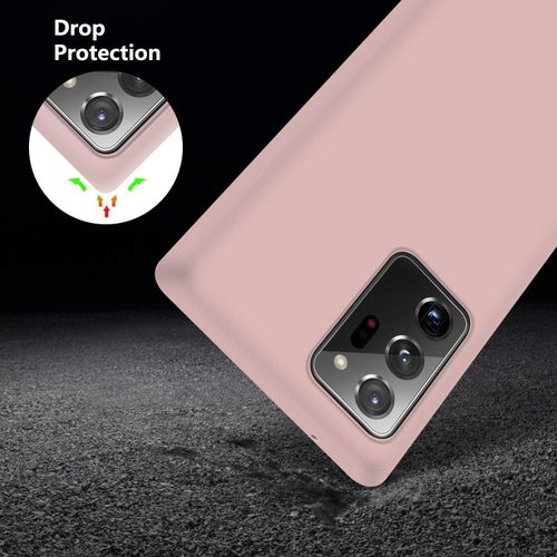 Samsung Galaxy Note 20, Note 20 Ultra Case, Liquid Silicone Gel Rubber Shockproof Case Soft Microfiber Cloth Lining Cushion-Pink