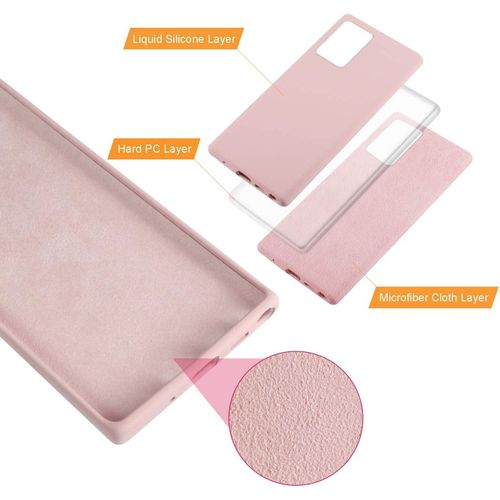 Samsung Galaxy Note 20, Note 20 Ultra Case, Liquid Silicone Gel Rubber Shockproof Case Soft Microfiber Cloth Lining Cushion-Pink