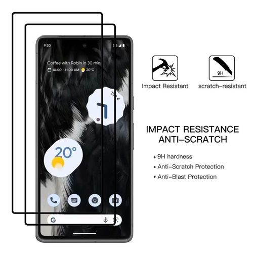 Google Pixel 5, 5a 5G, 6, 6a, 6 Pro Screen Protector Guard Curved Clear Full Glue Tempered Glass-Black