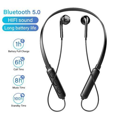 B7 Bluetooth Neckband Earphones With Bass technology - Black
