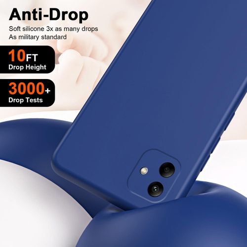 Samsung Galaxy A05, A05s Case, Ultra Slim Shockproof Protective Liquid Silicone Phone Case With Soft Anti-Scratch Microfiber Lining Cover-Blue