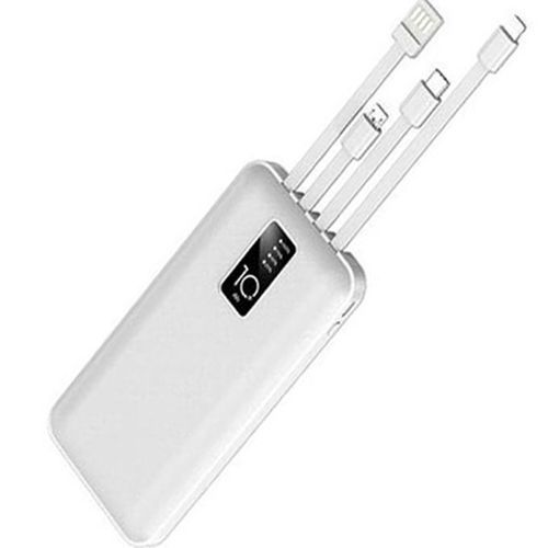 10,000mAh Portable Fast Charging Power Bank - White