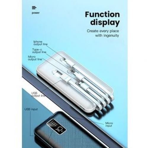 10,000mAh Portable Fast Charging Power Bank - White