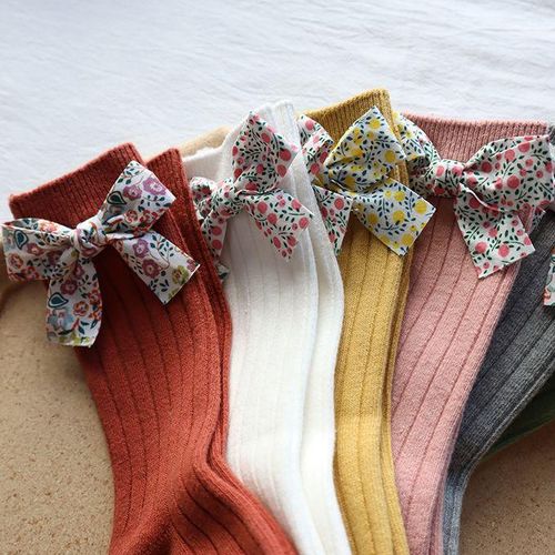 Toddlers Socks High Knee Girls Long Sock Floral Baby Bows