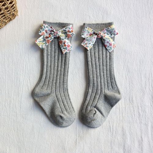Toddlers Socks High Knee Girls Long Sock Floral Baby Bows