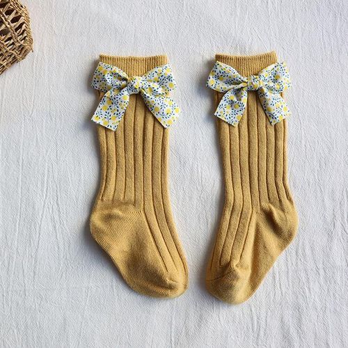 Toddlers Socks High Knee Girls Long Sock Floral Baby Bows