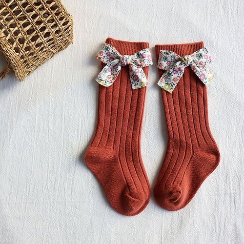 Toddlers Socks High Knee Girls Long Sock Floral Baby Bows