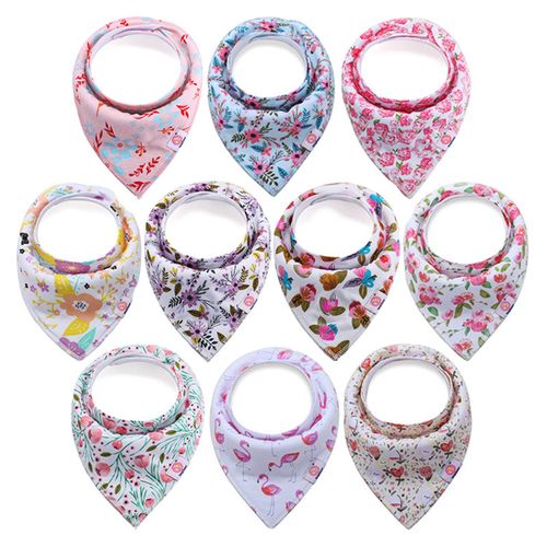 10PCS Baby Bandana Bibs Washable Reusable Cotton Feeder Bibs For Boys Girls NO5115