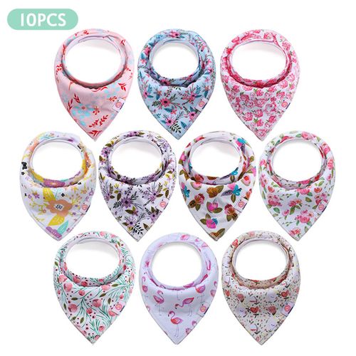 10PCS Baby Bandana Bibs Washable Reusable Cotton Feeder Bibs For Boys Girls NO5115