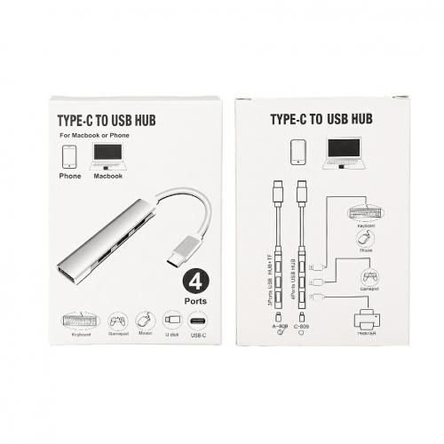 3.0 Type-C To USB HUB C-809 USB Device OTG Adapter -Silver