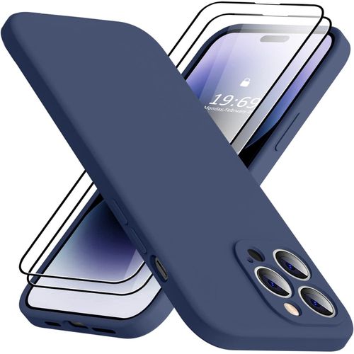 IPhone 14 13 12 11 Pro Max Soft Liquid Silicone Phone Case Silicone Camera Protection Cover-Blue