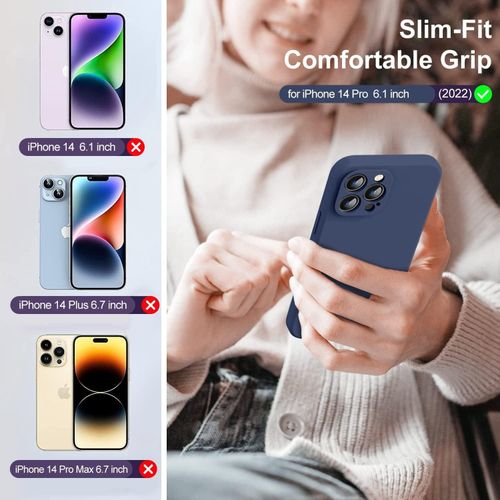 IPhone 14 13 12 11 Pro Max Soft Liquid Silicone Phone Case Silicone Camera Protection Cover-Blue