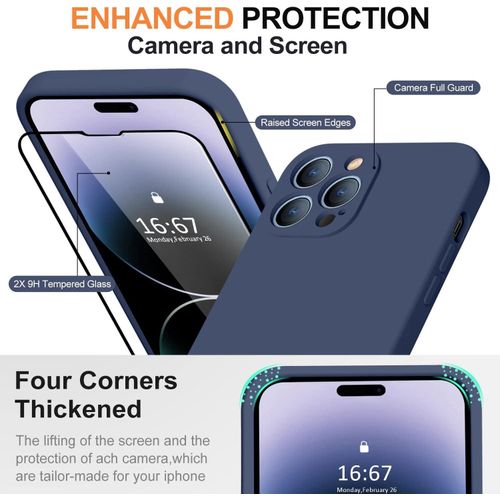 IPhone 14 13 12 11 Pro Max Soft Liquid Silicone Phone Case Silicone Camera Protection Cover-Blue