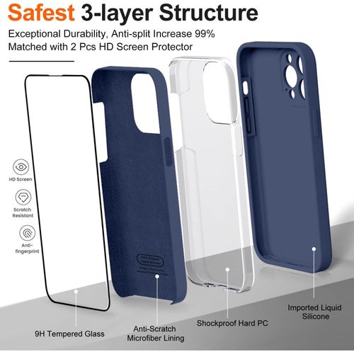IPhone 14 13 12 11 Pro Max Soft Liquid Silicone Phone Case Silicone Camera Protection Cover-Blue