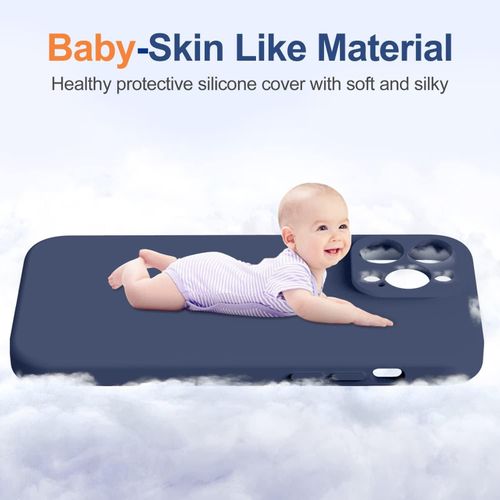 IPhone 14 13 12 11 Pro Max Soft Liquid Silicone Phone Case Silicone Camera Protection Cover-Blue