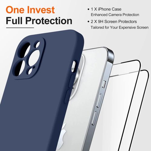 IPhone 14 13 12 11 Pro Max Soft Liquid Silicone Phone Case Silicone Camera Protection Cover-Blue