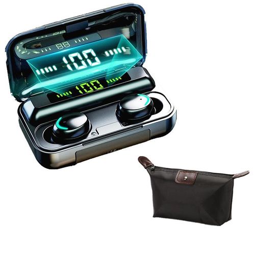 F9 Earbuds Wireless Headsets Bluetooth Earphones With 2000mAh Battery-Black Xl