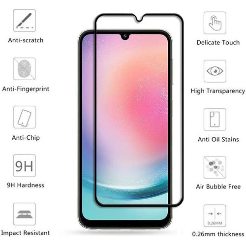 Samsung Galaxy A30 A31 A32 A33 A34 5G Tempered Glass Screen Protector Full Glue Edge To Edge Screen Glass Anti-shatter 9H Hardness Scratch Proof-Black