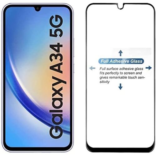 Samsung Galaxy A30 A31 A32 A33 A34 5G Tempered Glass Screen Protector Full Glue Edge To Edge Screen Glass Anti-shatter 9H Hardness Scratch Proof-Black