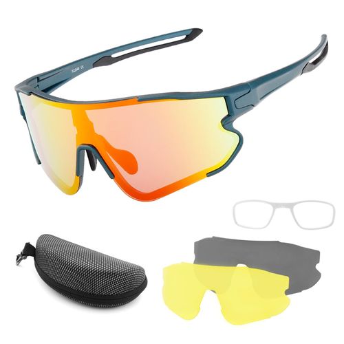 Cycling Glasses With 2 Interchangeable Lenses UV400 Sports Sunglasses MTB Road Bike Glasses For Men Women Running Driving Fishing Baseball Golf NO5116