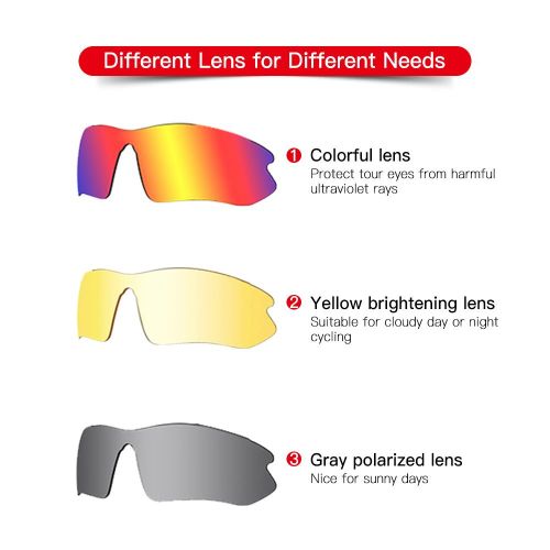 Cycling Glasses With 2 Interchangeable Lenses UV400 Sports Sunglasses MTB Road Bike Glasses For Men Women Running Driving Fishing Baseball Golf NO5116