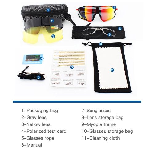 Cycling Glasses With 2 Interchangeable Lenses UV400 Sports Sunglasses MTB Road Bike Glasses For Men Women Running Driving Fishing Baseball Golf NO5116