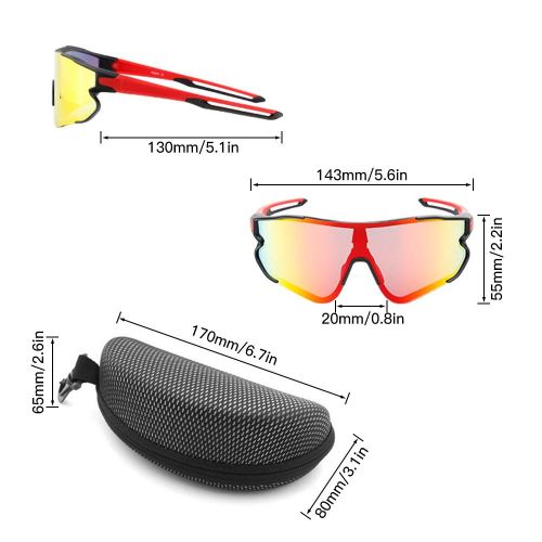 Cycling Glasses With 2 Interchangeable Lenses UV400 Sports Sunglasses MTB Road Bike Glasses For Men Women Running Driving Fishing Baseball Golf NO5116