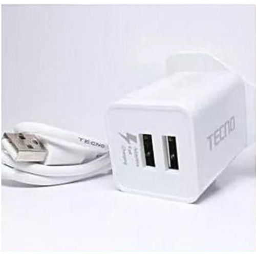Fast Charger With 2 USB Ports - 2A - White