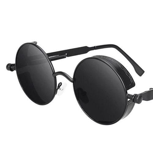 Steampunk Gothic Retro Round Sunglasses Circle Lens  Black Gray