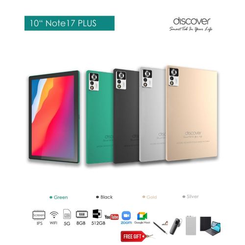 Discover Note 17 Plus Android Tablet 5G - 10.1 Inch - 512GB ROM - 8GB RAM - 6000mAh PC With Keyboard And Mouse- Multicolor