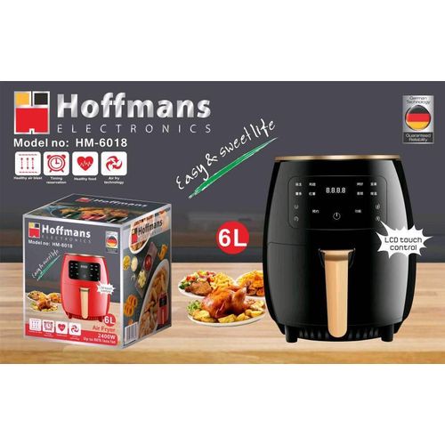 Hoffmans HM-6018, Touch Screen Air Fryer 6 Ltr - Black