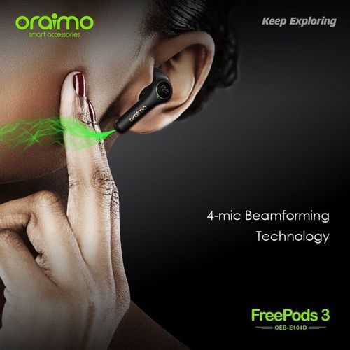 Oraimo FreePods-3c BT5.2 Wireless Stereo Earbuds - Black