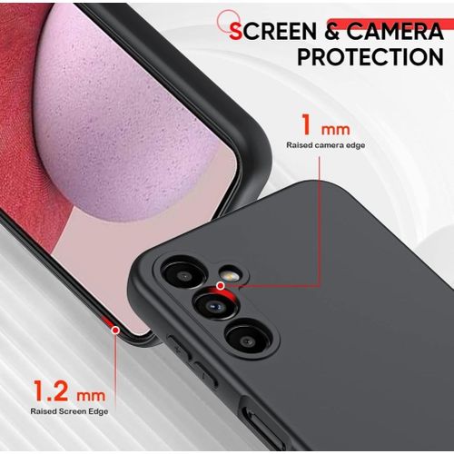 Samsung Galaxy A15 5G Luxury Soft Rubber Liquid Silicone Skin Touch Feel Cover Case With Screen Protector Black