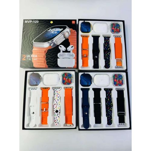 Hi Watch Mvp-120 Smart Watch with 4 Decorated Straps, Airpods pro, Watch Cover, Wireless Charger and Pods Charger - Multicolors