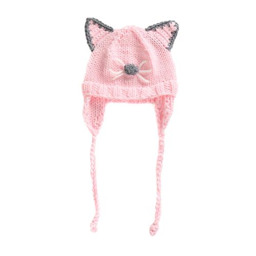 Newborn Knitted Hat Long Pigtails Soft Breathable Handmade Photography Cap New,Pink NO5115