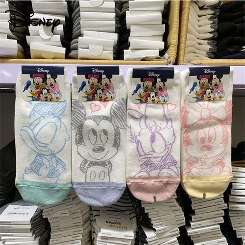 Girl Printing Disney Cartoon Socks Sketch Mickey Minnie