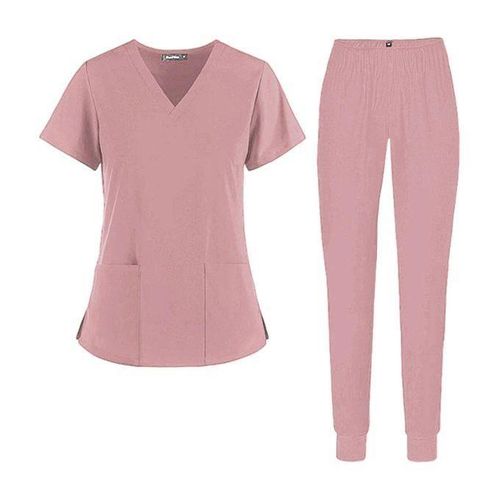 Nursing Scrub Set SPA Uniforms Tops Pants S Pink