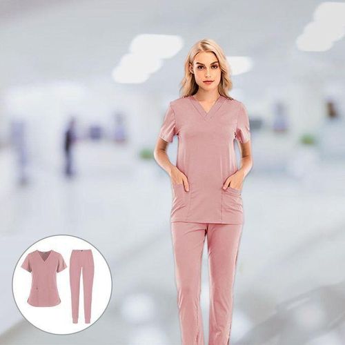 Nursing Scrub Set SPA Uniforms Tops Pants S Pink